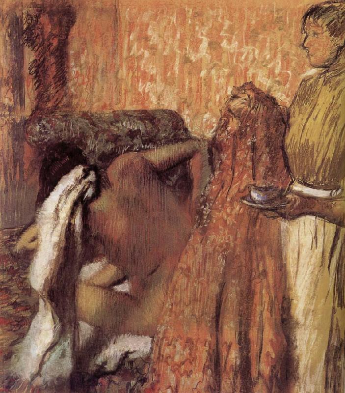Edgar Degas breakfast after the bath oil painting picture